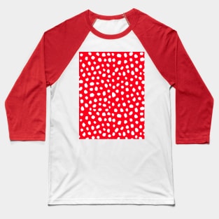 Red and White Dalmatian Print, Polka Dot Baseball T-Shirt